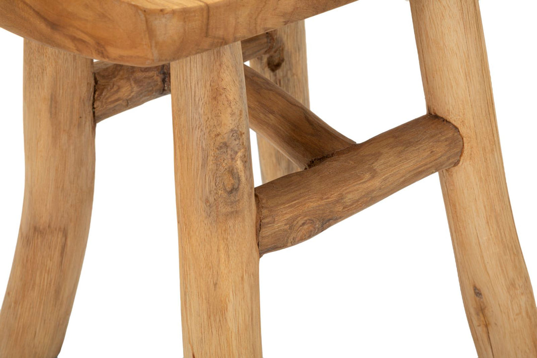 Taburet i teaktræ, 40x32x42 cm