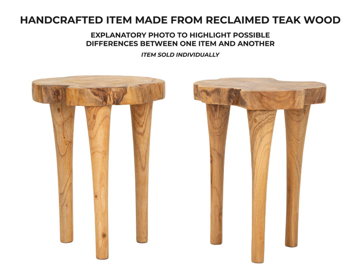 Taburet i teaktræ, 35x45 cm