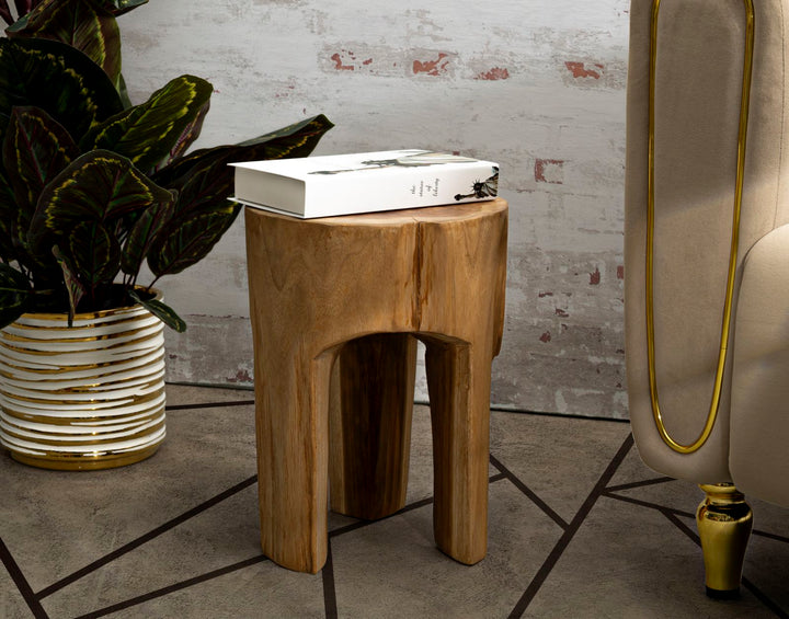 Taburet i teaktræ, 30x40 cm