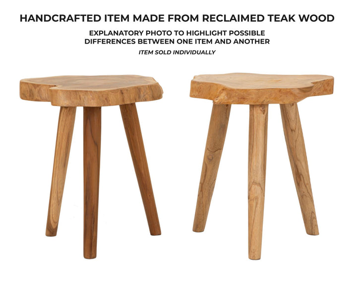 Taburet i teaktræ, 38x45 cm