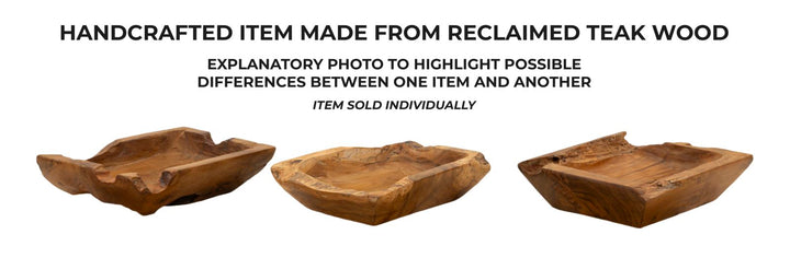 Bakke af teaktræ, 25x19x7 cm