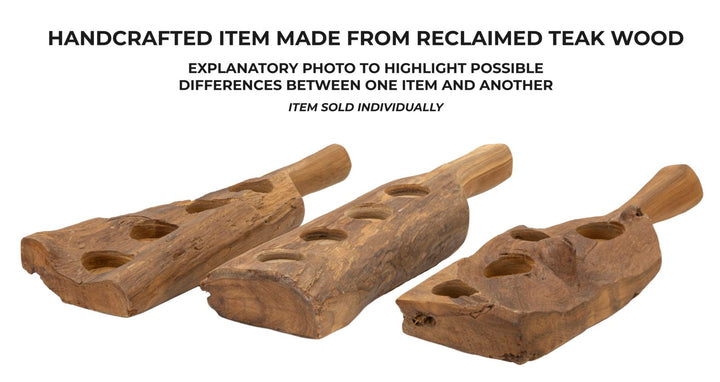 Lysestage i teaktræ – 51x14x6 cm