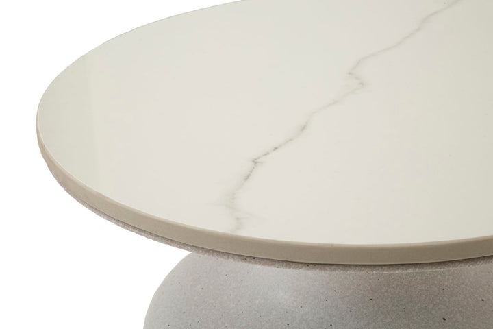 Bord i hvid, jern og keramik – 40x47 cm