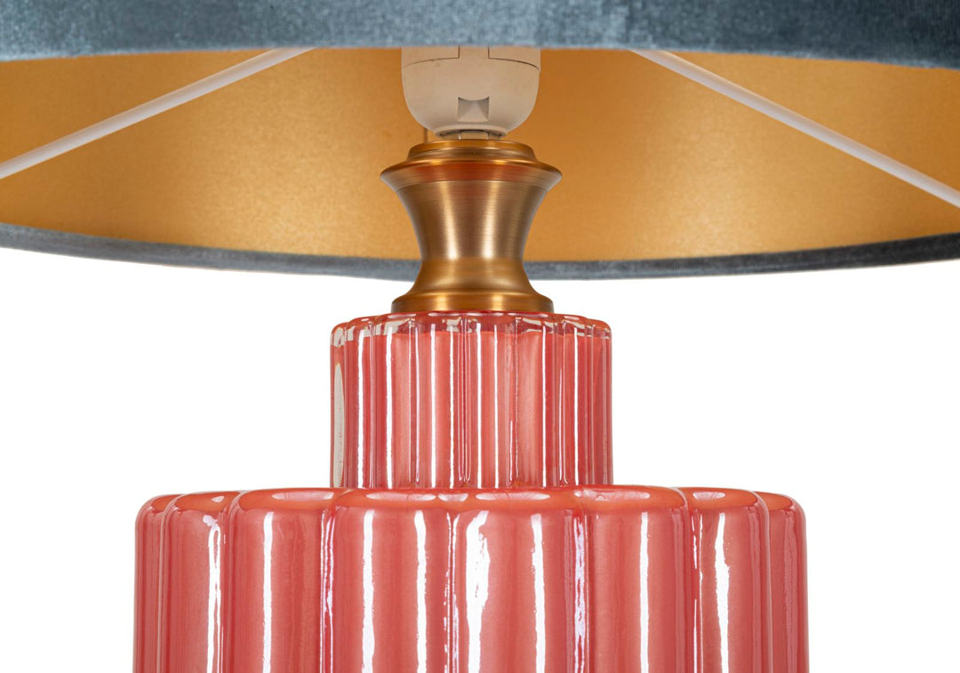 Bordlampe i glas, jern og stof – 40x70 cm