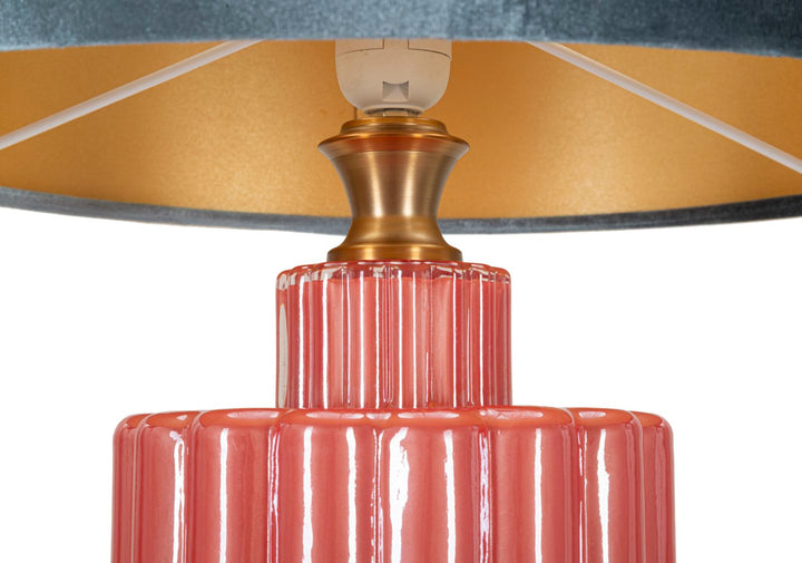 Bordlampe i glas, jern og stof – 40x70 cm