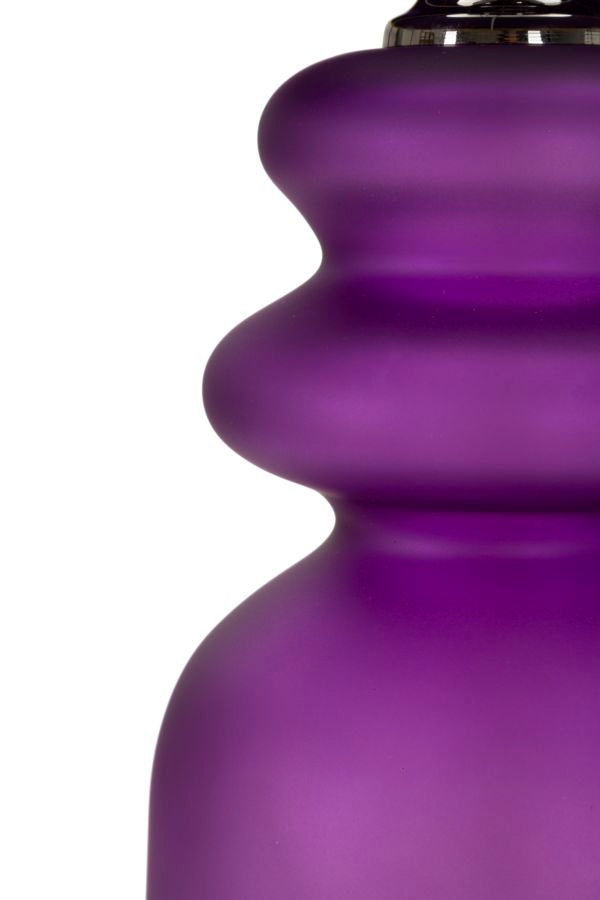 Bordlampe, glas, jern og stof – 32x5x57 cm