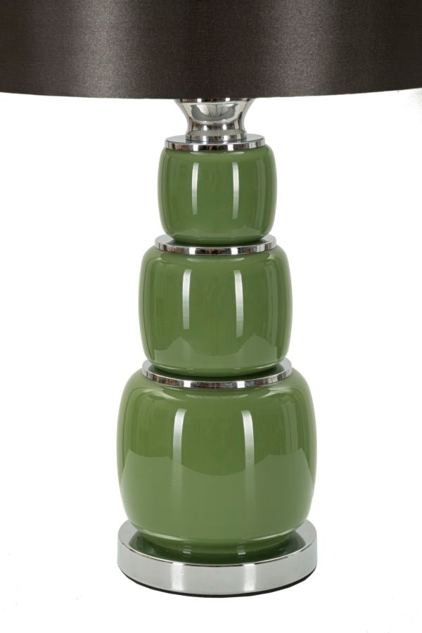 Bordlampe i glas, jern og stof – 32x5x55 cm