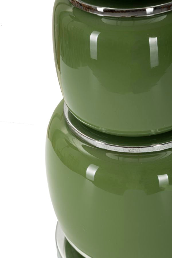 Bordlampe i glas, jern og stof – 32x5x55 cm