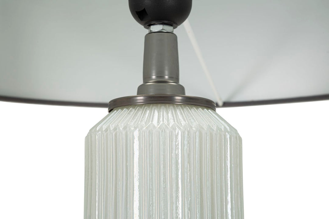 Gulvlampe i glas, jern og stof – 42x5x164 cm