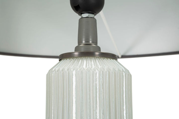Gulvlampe i glas, jern og stof – 42x5x164 cm