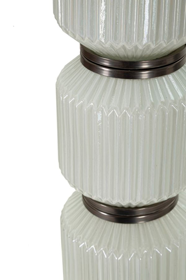 Gulvlampe i glas, jern og stof – 42x5x164 cm