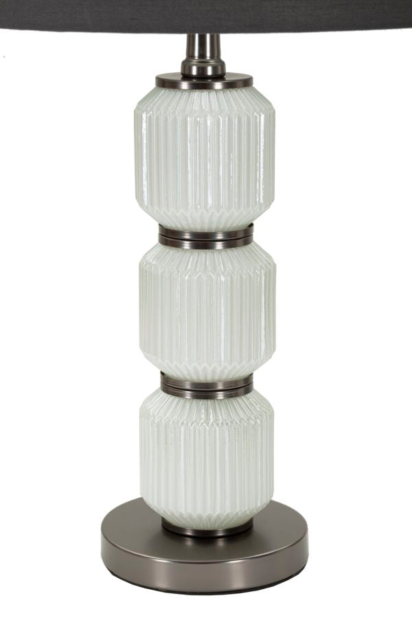 Bordlampe i glas, jern og stof – 32x5x57 cm