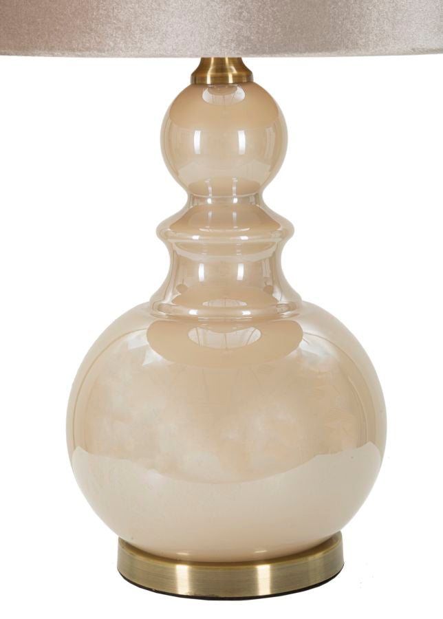 Bordlampe i glas, jern og stof – 37x5x61 cm