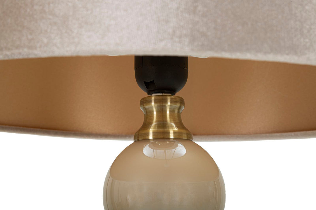 Bordlampe i glas, jern og stof – 37x5x61 cm