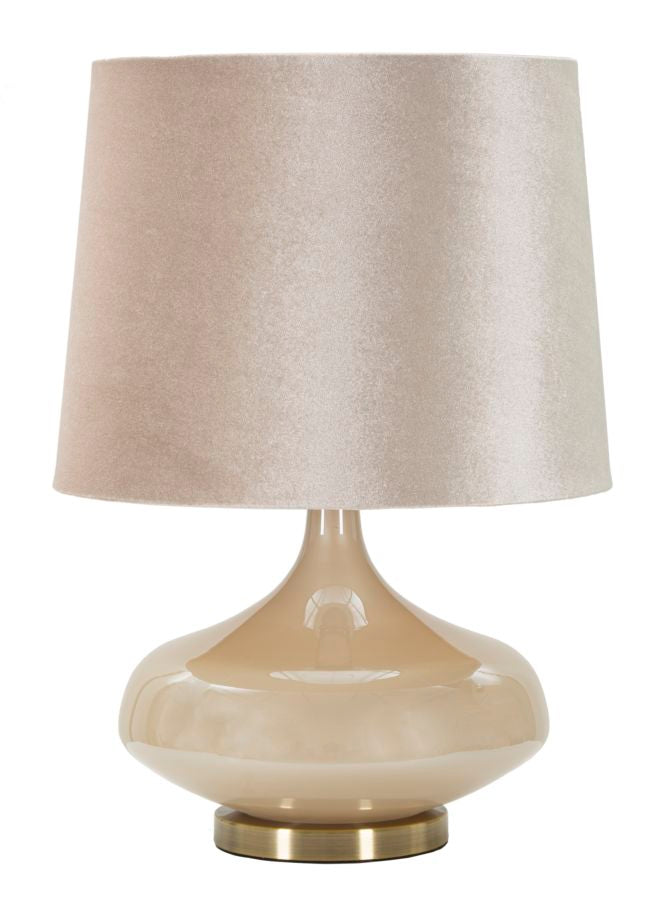 Bordlampe i glas, jern og stof – 35x50x5 cm