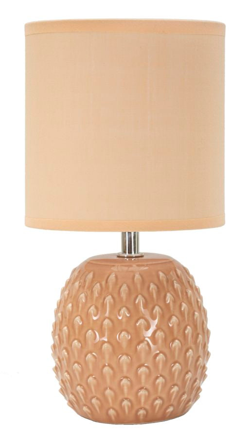 Lampe i keramik, jern og stof – 14x27 cm