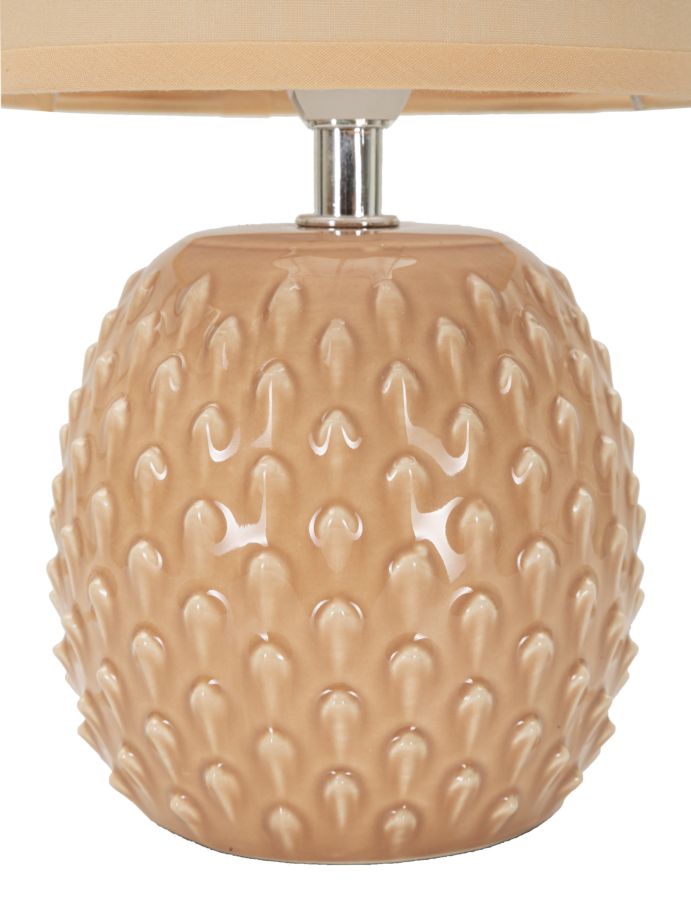 Lampe i keramik, jern og stof – 14x27 cm