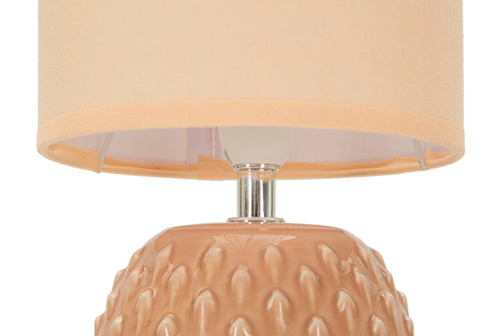 Lampe i keramik, jern og stof – 14x27 cm