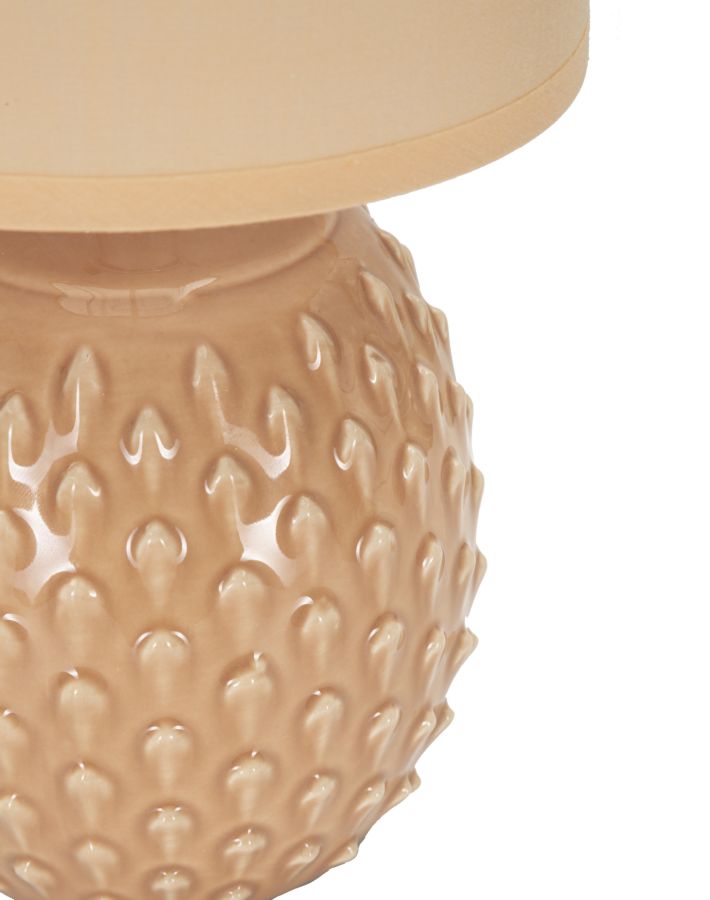 Lampe i keramik, jern og stof – 14x27 cm