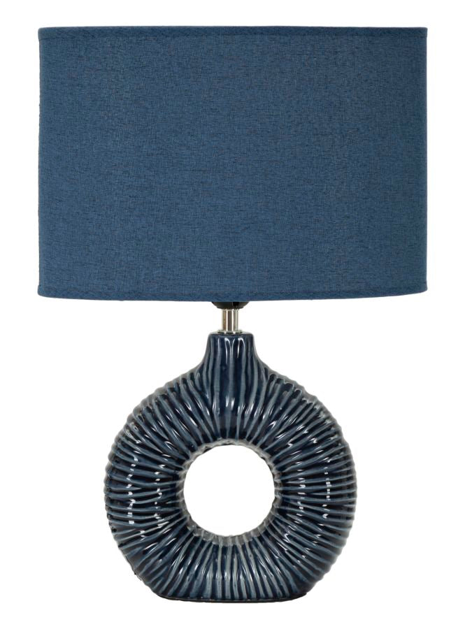 Bordlampe i keramik, jern og stof – 28x5x15 cm