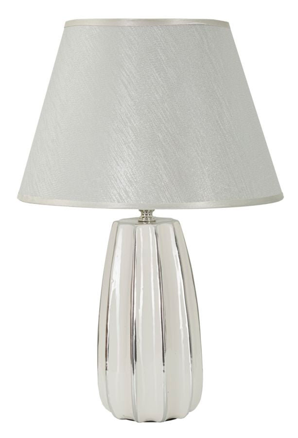 Glam bordlampe i keramik, jern og stof  – 30x45 cm