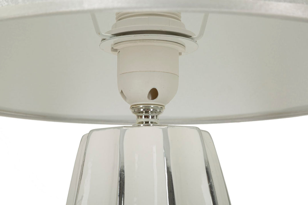 Glam bordlampe i keramik, jern og stof  – 30x45 cm