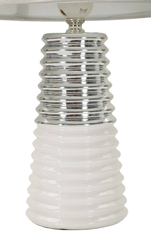 Glam bordlampe i keramik, jern og stof – 25x41 cm