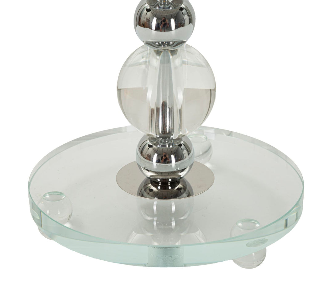 Glam bordlampe i sølvfarve, metal, glas, stof – 30x48 cm