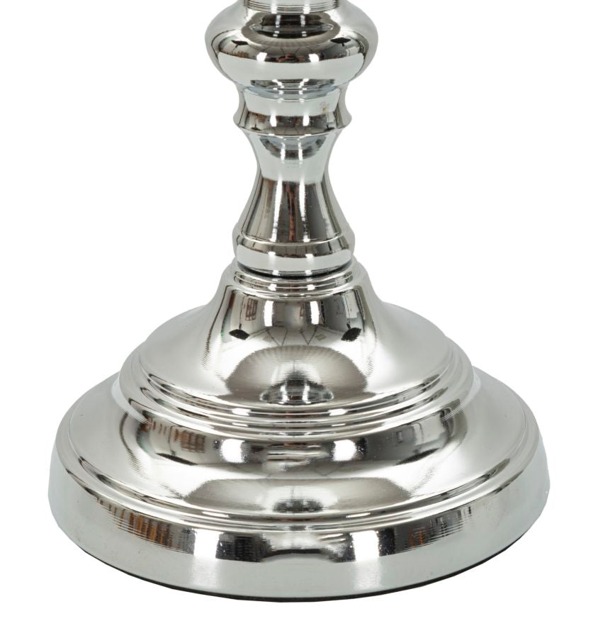 Glam bordlampe, sølvfarvet metal, glas, stof – 25x46 cm