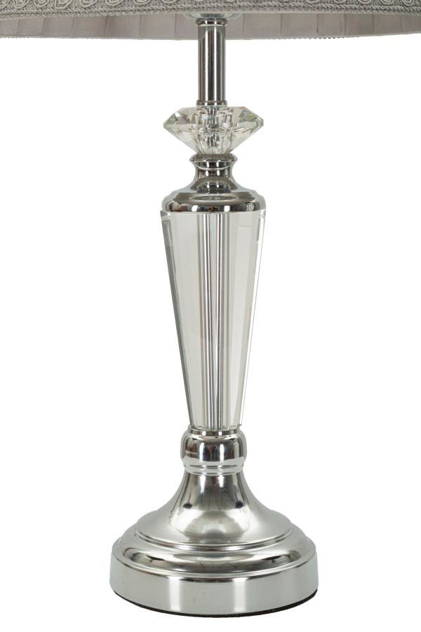 Glam bordlampe i sølvfarve, metal, glas, stof – 30x56 cm
