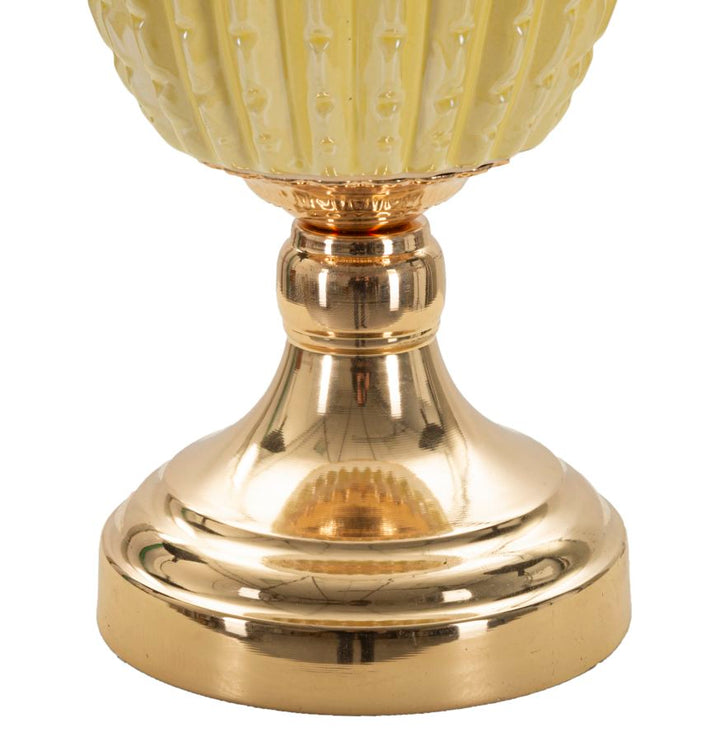 Glam bord i guldfarve af jern, ceramic og stof – 30x55 cm