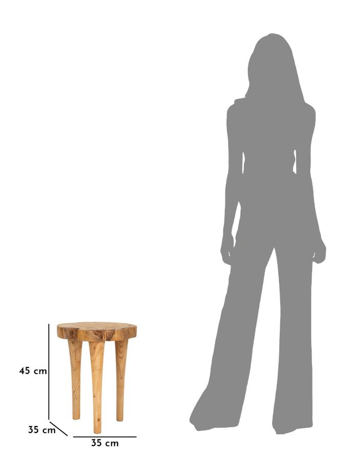 Taburet i teaktræ, 35x45 cm