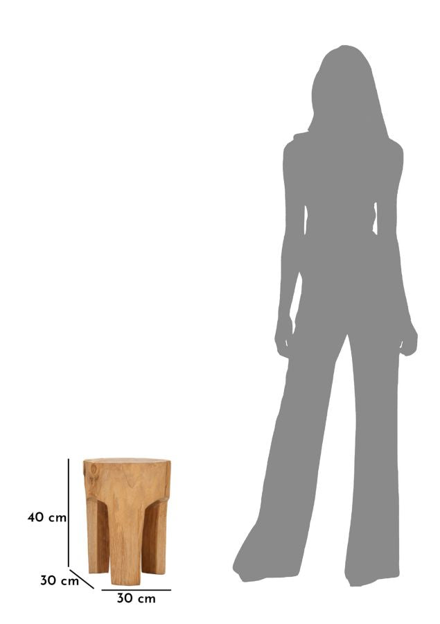 Taburet i teaktræ, 30x40 cm