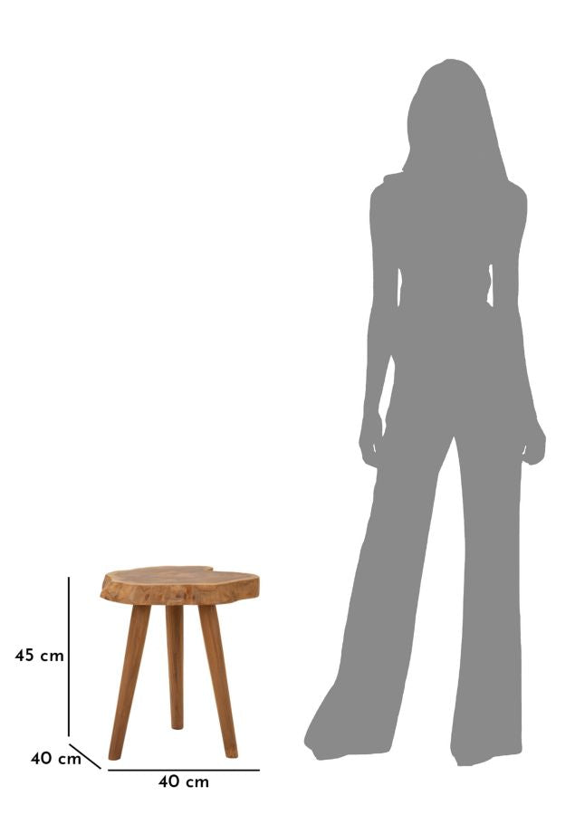 Taburet i teaktræ, 38x45 cm