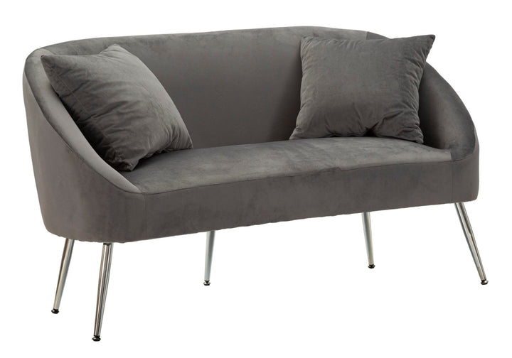 Glam sofa i sølv af fyrretræ træ, mdf, polyester og metal – 137x69x79 cm