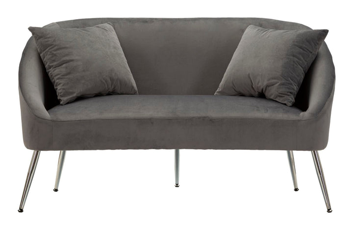 Glam sofa i sølv af fyrretræ træ, mdf, polyester og metal – 137x69x79 cm