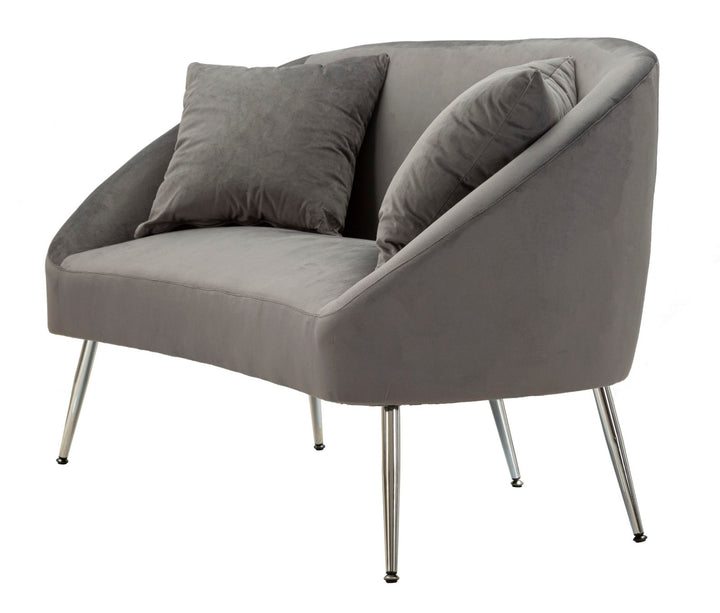 Glam sofa i sølv af fyrretræ træ, mdf, polyester og metal – 137x69x79 cm