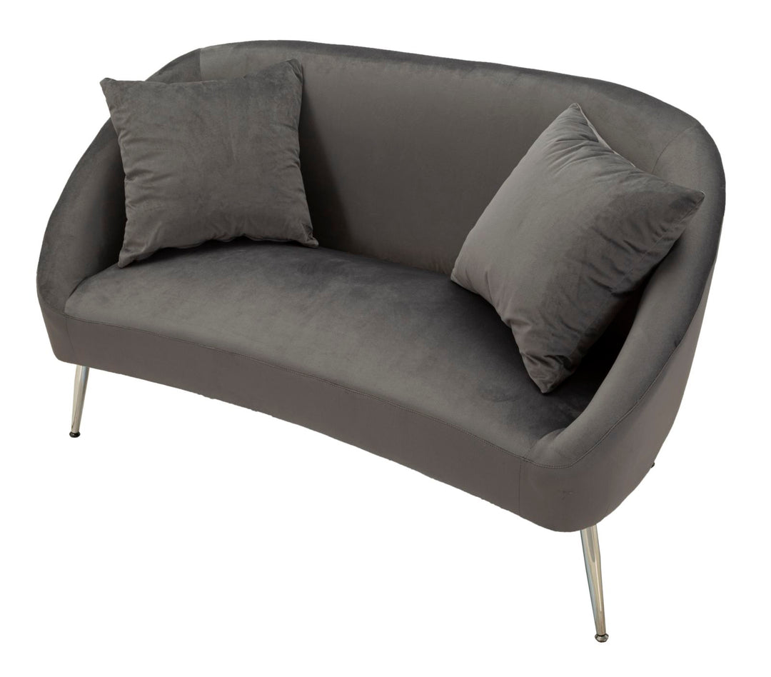Glam sofa i sølv af fyrretræ træ, mdf, polyester og metal – 137x69x79 cm