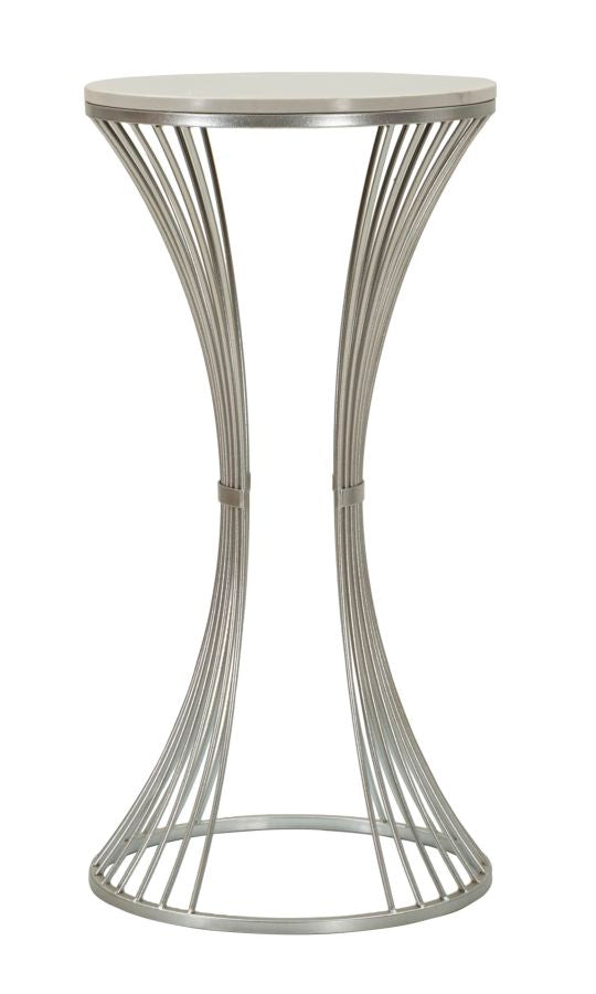 Glam bord i sølvfarve, jern og kunstig marmor – 40x79 cm