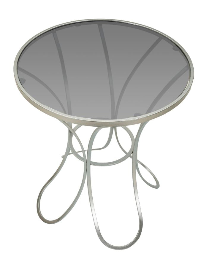 Glam bord i sølvfarve, jern og glas – 56x68 cm