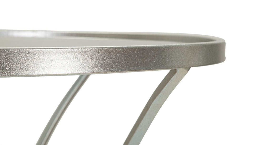 Glam bord i sølvfarve, jern og glas – 56x68 cm