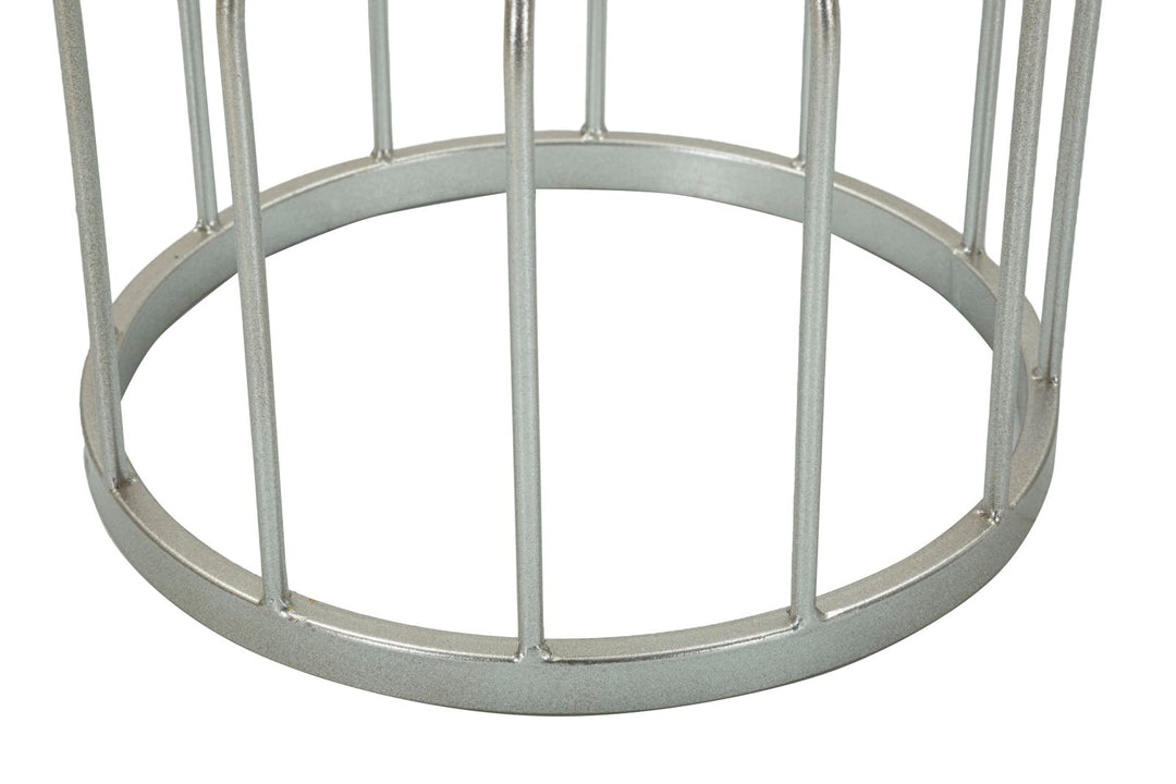 Glam bord i sølvfarve, metal og kunstig marmor – – 37x5x58 cm