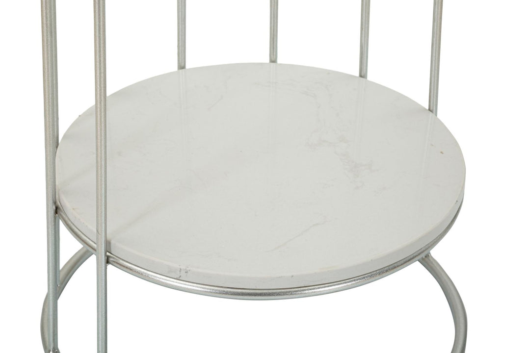 Glam bord i sølvfarve, metal og kunstig marmor – 40x76 cm