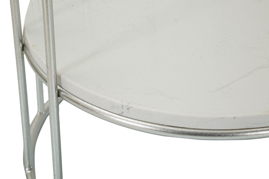 Glam bord i sølvfarve, metal og kunstig marmor – 40x76 cm