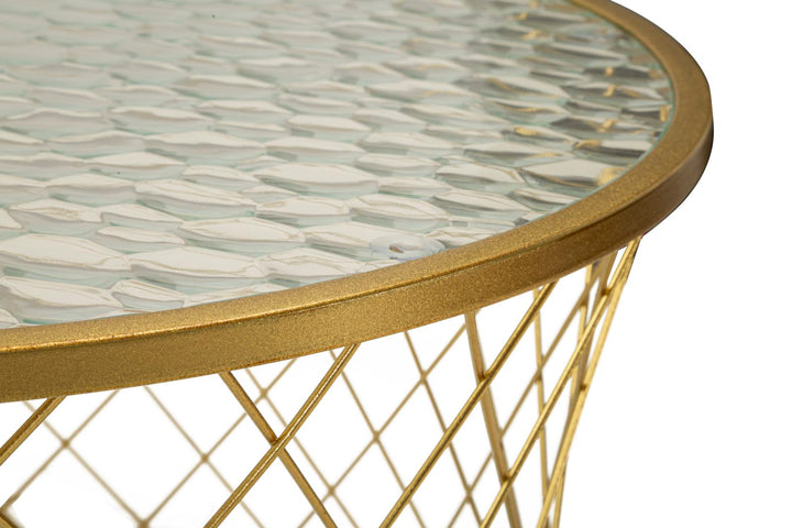 Glam borde, sæt med 4 styks, metal og glas – 70x45 47x54x5 36x50 28x45 cm