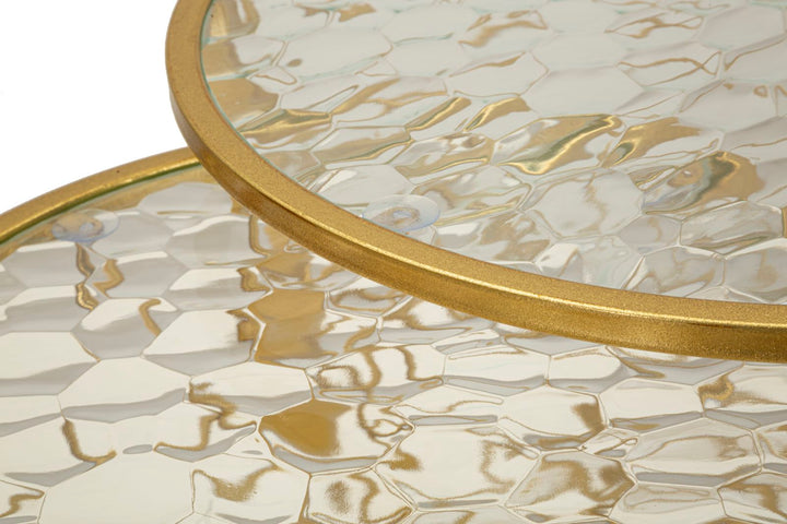 Glam borde, sæt med 4 styks, metal og glas – 70x45 47x54x5 36x50 28x45 cm