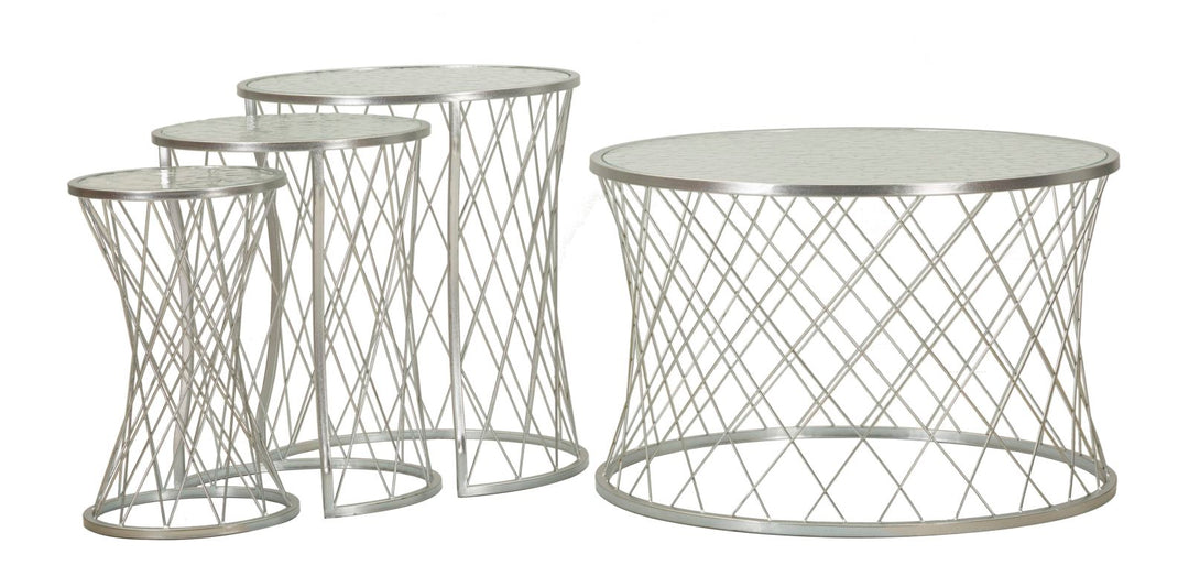 Glam borde, sæt med 4 styks, sølvfarvet, jern og glas