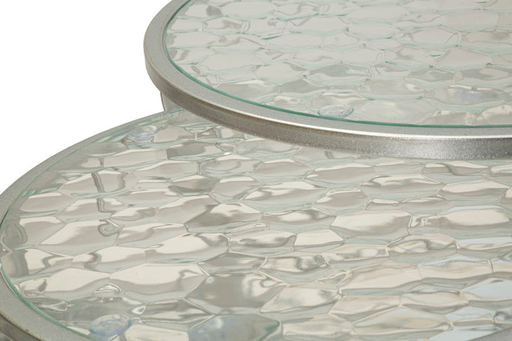 Glam borde, sæt med 4 styks, sølvfarvet, jern og glas