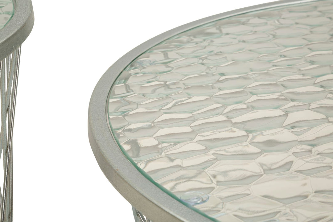 Glam borde, sæt med 4 styks, sølvfarvet, jern og glas