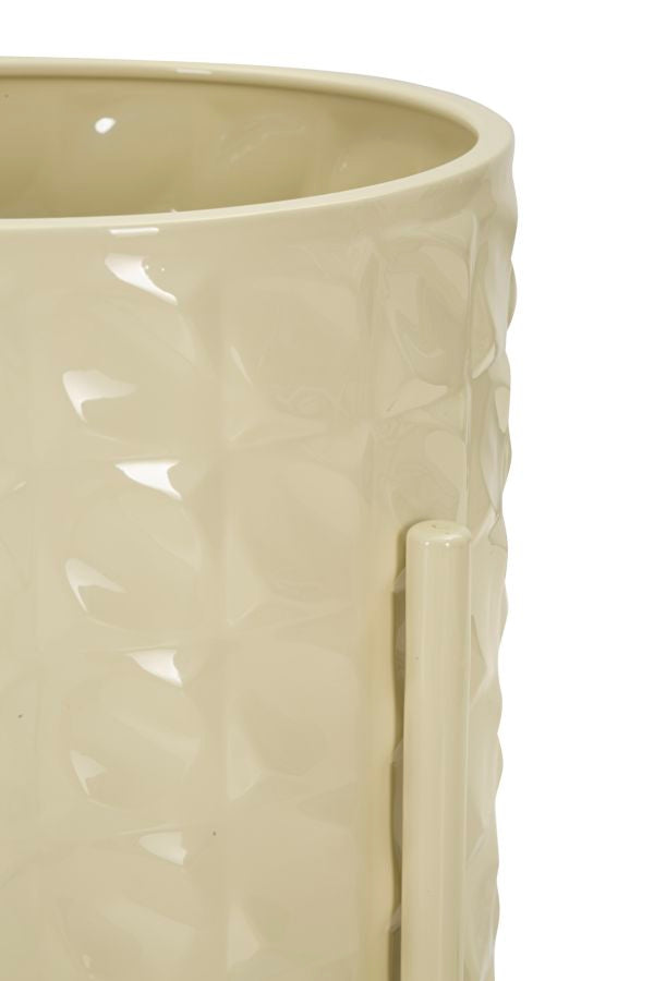 Sæt med vaser i creme-hvid, metal – 36x56x5, 30x48x5, 24x37x5 cm